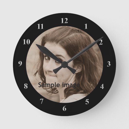 DIY Create Your Own Black | Personalized Photo Runde Wanduhr (Vorderseite)