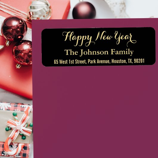 DIY Custom Imitats Gold Black Happy New Year Addre