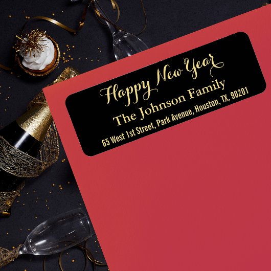 DIY Custom Imitats Gold Black Happy New Year Addre