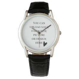 DIY, Custom Men's Crown Protector Black Leather Armbanduhr