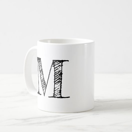 DIY Custom Personalisiert Black Monogram Initial T Kaffeetasse (Vorderseite Links)