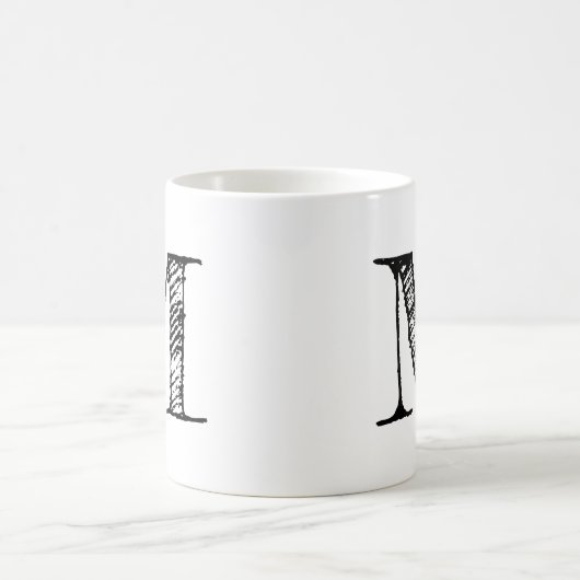DIY Custom Personalisiert Black Monogram Initial T Kaffeetasse (Mittel)