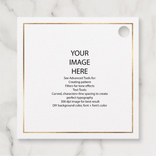 DIY Custom Small Square Imitate Gold Frame Hang Geschenkanhänger (Rückseite)