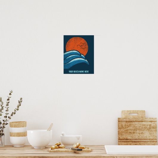 DIY Custom Travel Poster Beach Surfthema (Küche)
