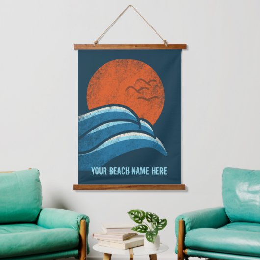 DIY Custom Travel Poster Beach Surfthema Wandteppich Mit Holzrahmen (Wohnzimmer)