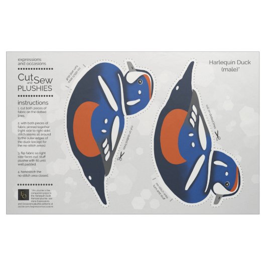 DIY Cut & Sew Plush Male Harlequin Duck Stoff (Fat Quarter (45,7 x 55,9 cm))