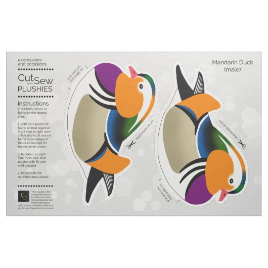 DIY Cut & Sew Plush Männliche Mandarin Duck Stoff (Fat Quarter (45,7 x 55,9 cm))