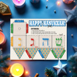 DIY Dreidel Happy Hanukkah Grußkarte Feiertagspostkarte<br><div class="desc">DIY Dreidel Happy Hanukkah - Diese fantastische Happy Hanukkah Postkarte, die sich in das traditionelle Dreidel-Spiel verwandelt, präsentiert. Im Geist von Hanukkah entworfen, brauchen Sie nur eine Schere und einen Klebstoff, und Sie sind bereit zu gehen. Diese listige Karte wird den Kindern sicher so viel Spaß machen. Innerhalb der Nachricht...</div>