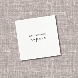 DIY Editable White Black Wedding Cocktail Napkin Serviette