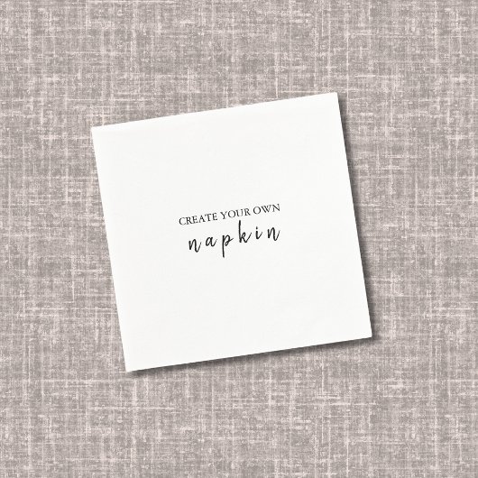 DIY Editable White Black Wedding Cocktail Napkin Serviette