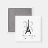 DIY Eiffelturm Save the Date Monogram-Magnet Magnet (Vorderseite/Rückseite)