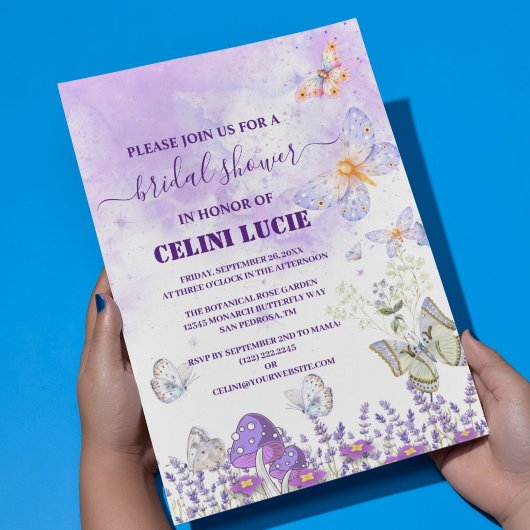 DIY Elegangold und Lila Butterfly Bridal Showe Einladung