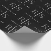 DIY Elegant Grey Monogram & White Name, Black Geschenkpapier (Ecke)