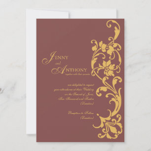 DIY Elegante Einfachheit in Braun und Burnt Orange Einladung