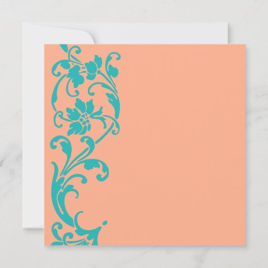 DIY Elegante Script Save the Date in Koral und Aqu Einladung (Rückseite)