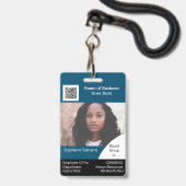 DIY Employee ID card blue Schwarz-weiß Ausweis (Vorderseite mit Lanyard)