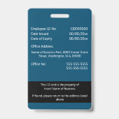 DIY Employee ID card blue Schwarz-weiß Ausweis (Rückseite)