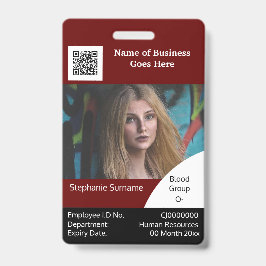 DIY Employee ID card Burgundy Schwarz-weiß Ausweis