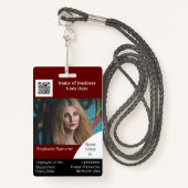 DIY Employee ID card Burgundy Schwarz-weiß Ausweis (Vorderseite mit Schlüsselband)