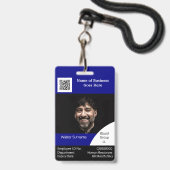 DIY Employee ID card navy Schwarz-weiß Ausweis (Vorderseite mit Lanyard)