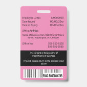 DIY Employee ID card rosa Schwarz-weißes Template Ausweis (Back)