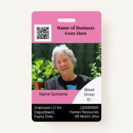 DIY Employee ID card rosa Schwarz-weißes Template Ausweis