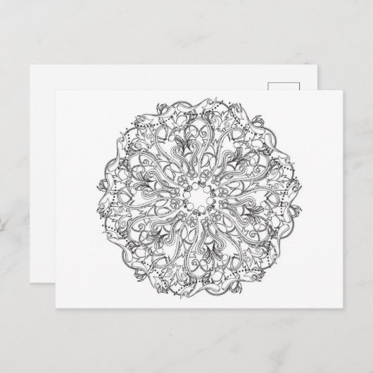 DIY Erwachsenenfärbung in Mandala Line Art Design Postkarte (Vorne/Hinten)
