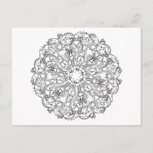 DIY Erwachsenenfärbung in Mandala Line Art Design Postkarte (Vorderseite)
