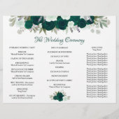 DIY-Falt Hochzeitsprogramm Emerald Boho Rosen (Hinten)