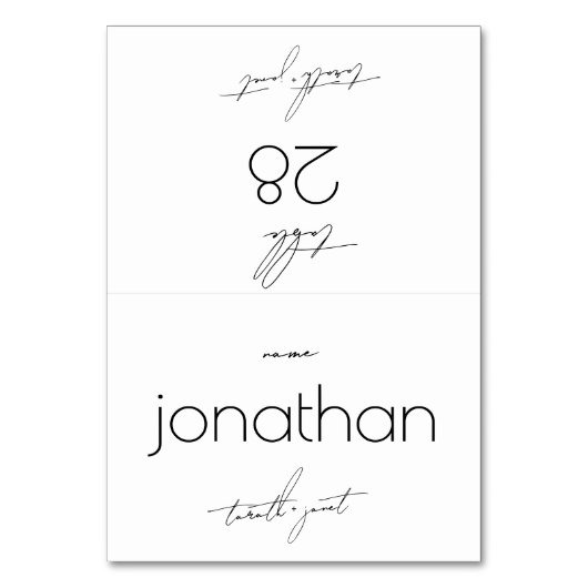 DIY Falted Stylish Names Wedding Platzkarten Tischnummer (Vorderseite)