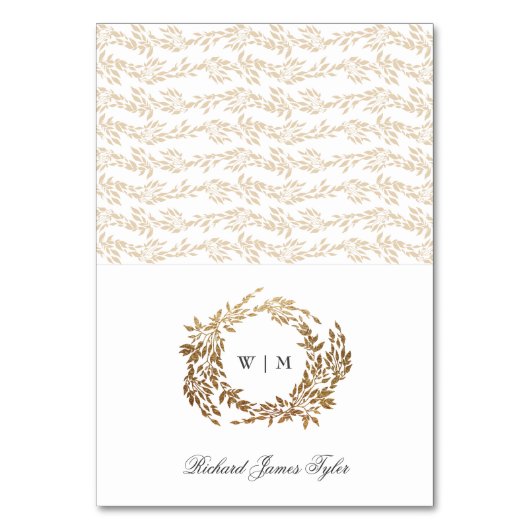 DIY-Faltfreie klassische Monogramm-Gold-Wappen-Pla Tischnummer (Vorderseite)