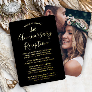 DIY-Farb-1-Jahres-Hochzeitsempfang-Foto Folieneinladung