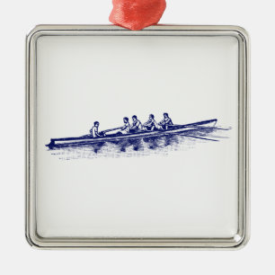 DIY Farb-Rudern-Ruderer-Crew-Team-Wassersport Blau Ornament Aus Metall