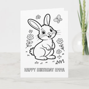 DIY-Farbbastelkarte zum Geburtstag mit Hasenmotiv Karte