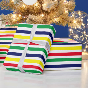 DIY-Farben 4 Streifen Rot Blau Gelb Grün Weiß Geschenkpapier