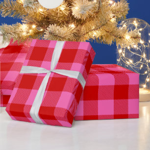 DIY-Farben Buffalo Plaid Tartan Med SV Rot Ht Pink Geschenkpapier