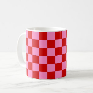 DIY-Farben-Checker-Muster Rot-Hot-Pink Kaffeetasse