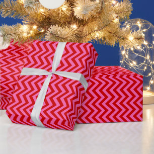 DIY-Farben Chevron-Zickzack SV Rot Heißrosa Geschenkpapier