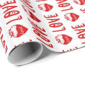DIY Farben Erdbeere LOVE Herzen Text Weiß Rot Geschenkpapier (Rolleneckpunkt)