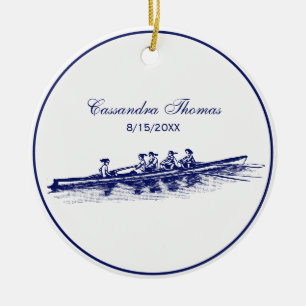 DIY Farben Frauen Rudern Ruderer Crew Team Blau Keramik Ornament