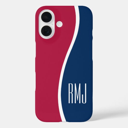 DIY-Farben Moderne Monogrammierte Kurve Rot Weiß B Case-Mate iPhone Hülle (Rückseite)