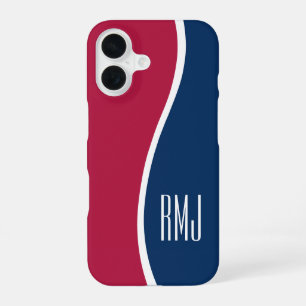 DIY-Farben Moderne Monogrammierte Kurve Rot Weiß B iPhone 16 Hülle