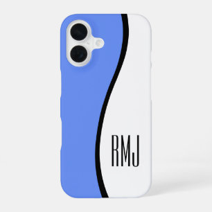 DIY-Farben Moderne Welle Elegante Monogramm Blau iPhone 16 Hülle