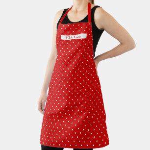 DIY Farben Rot Weiß POLKA Punkte Gepunktetes Muste Schürze