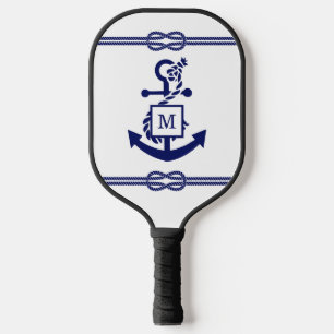 DIY Farben Seil Knoten Anker Monogramm Weiß Navy Pickleball Schläger