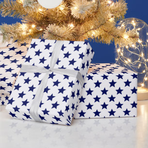DIY Farben Sterne Groß SV Weiß Blau Geschenkpapier
