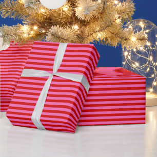 DIY-Farbmedium Preppy-Streifen Rot-Hot-Pink Geschenkpapier