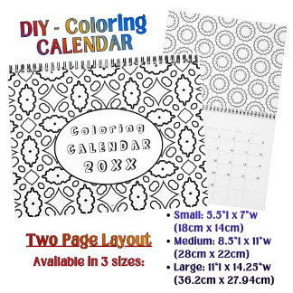 DIY-Färbungsmuster benutzerdefinierte Outline-Kuns Kalender