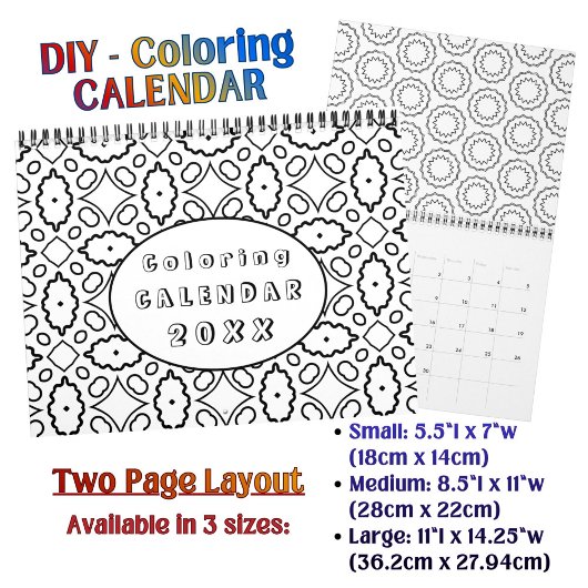 DIY-Färbungsmuster benutzerdefinierte Outline-Kuns Kalender