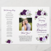 DIY Fold Lila Boho Rose Hochzeitsprogramm (Vorne)